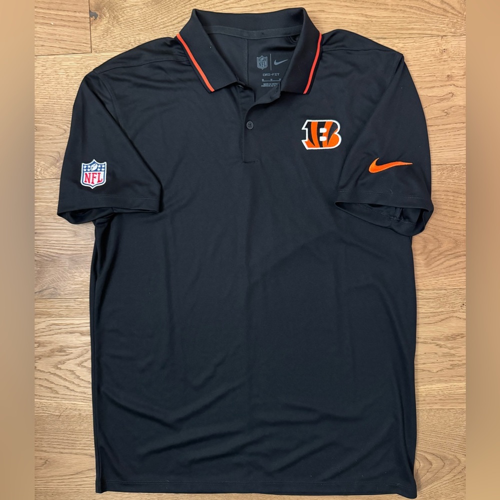 Nike Cincinnati Bengals NFL Polo Shirt Men’s Black Dri-FIT Short Sleeve